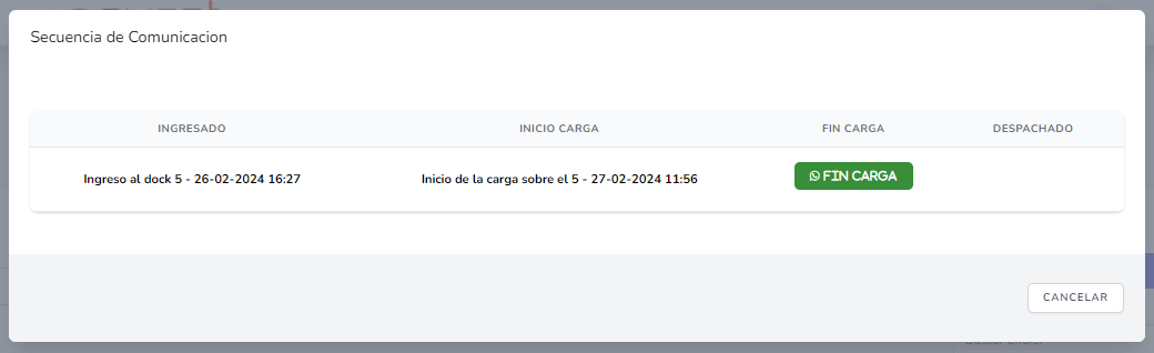 Finalización de carga